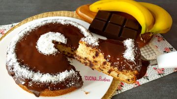 torta banane e cioccolato, senza burro e senza latte