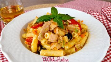 pasta al tonno cremosa con ragù di verdure