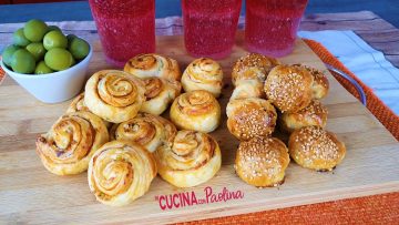 Girelle di pasta sfoglia e rustici ripieni